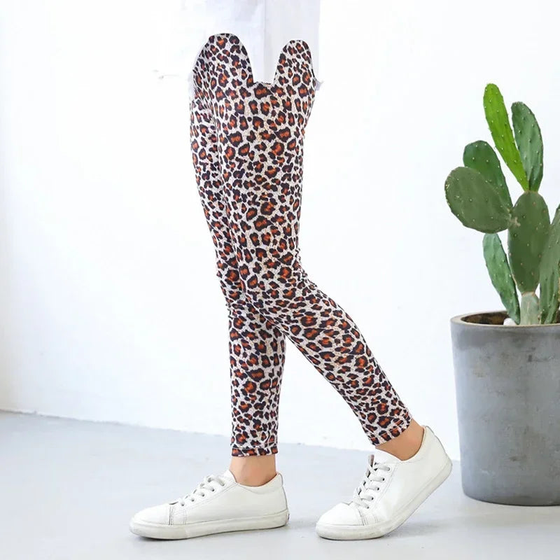 Kids Leggings Spring Autumn Girls Flowers Printing Pants Baby Girl Soft Breathable Legging Children Thin Trousers 2-12Y