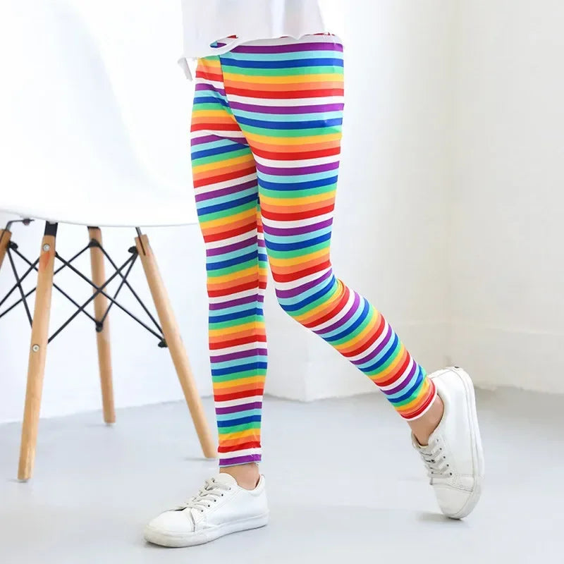 Kids Leggings Spring Autumn Girls Flowers Printing Pants Baby Girl Soft Breathable Legging Children Thin Trousers 2-12Y