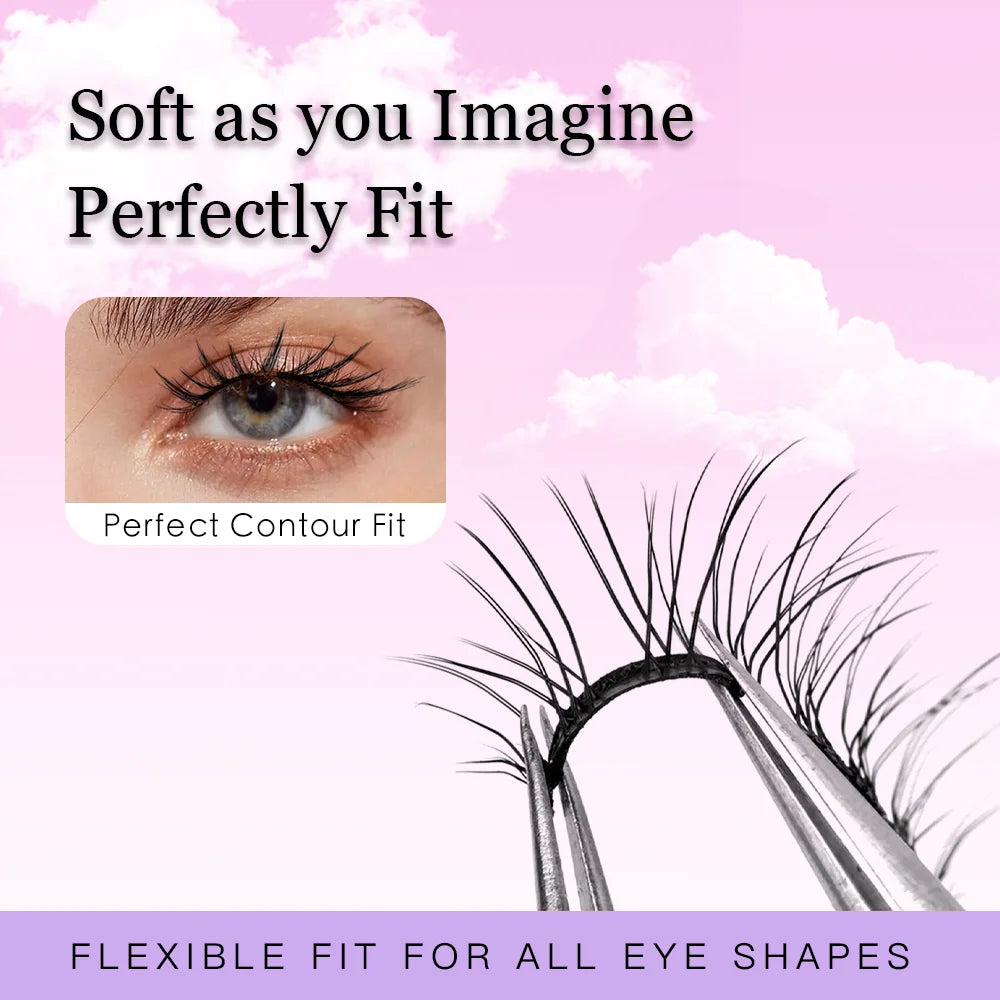 1Pairs Soft Magnetic Lashes Natural Reusable Magnetic Eyelash No Glue Need Eyelash Extension Set with Wearing Clips Makeup Tools