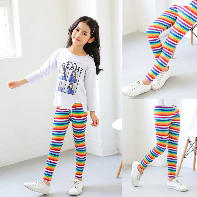Kids Leggings Spring Autumn Girls Flowers Printing Pants Baby Girl Soft Breathable Legging Children Thin Trousers 2-12Y